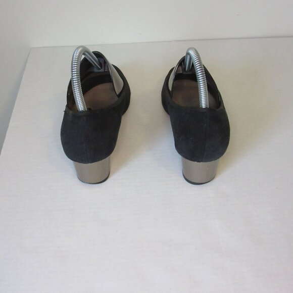 Sole Society Heels Black Suede Pumps Short Block Business Formal Women's 6.5 - Picture 4 of 7